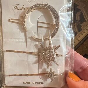 Gold and Silver Star and Moon Hair Clips